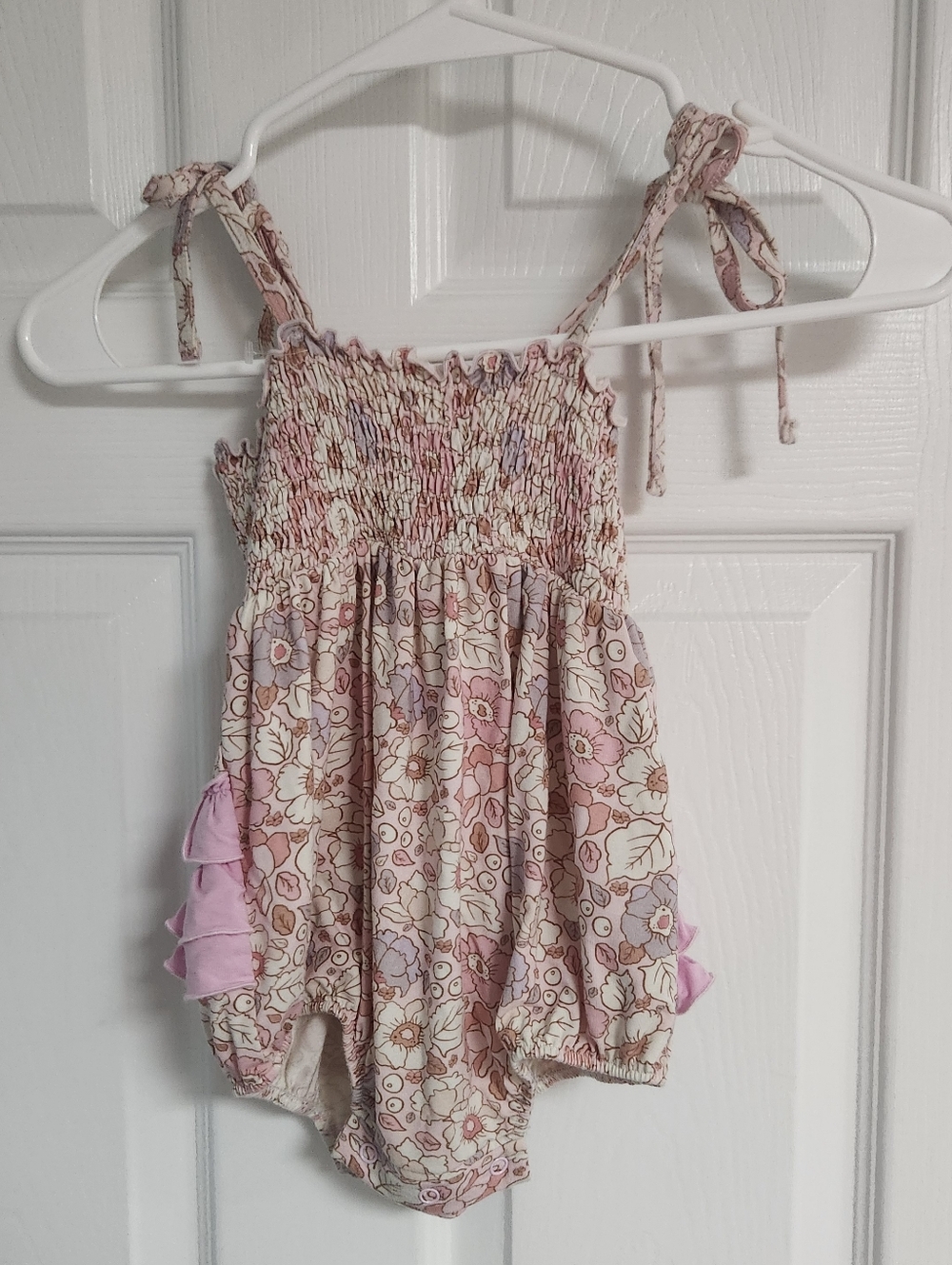 Caden Lane Floral Smocked Bubble With Ruffle Back